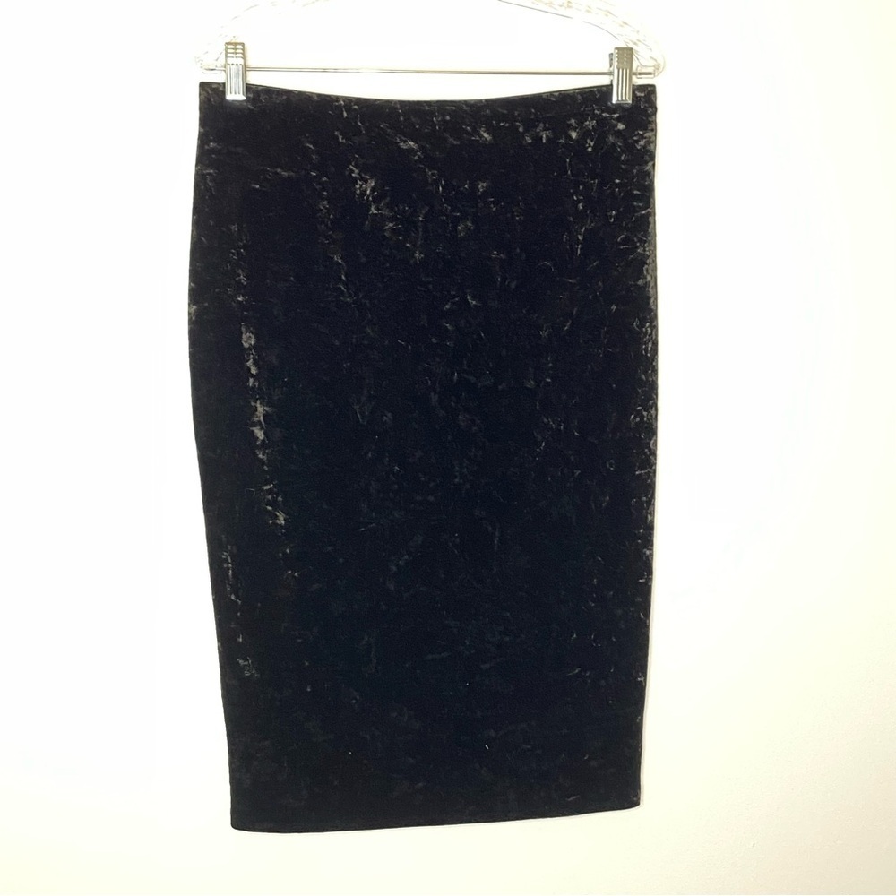 Vince Camuto Black Crushed Velvet Pencil Skirt
